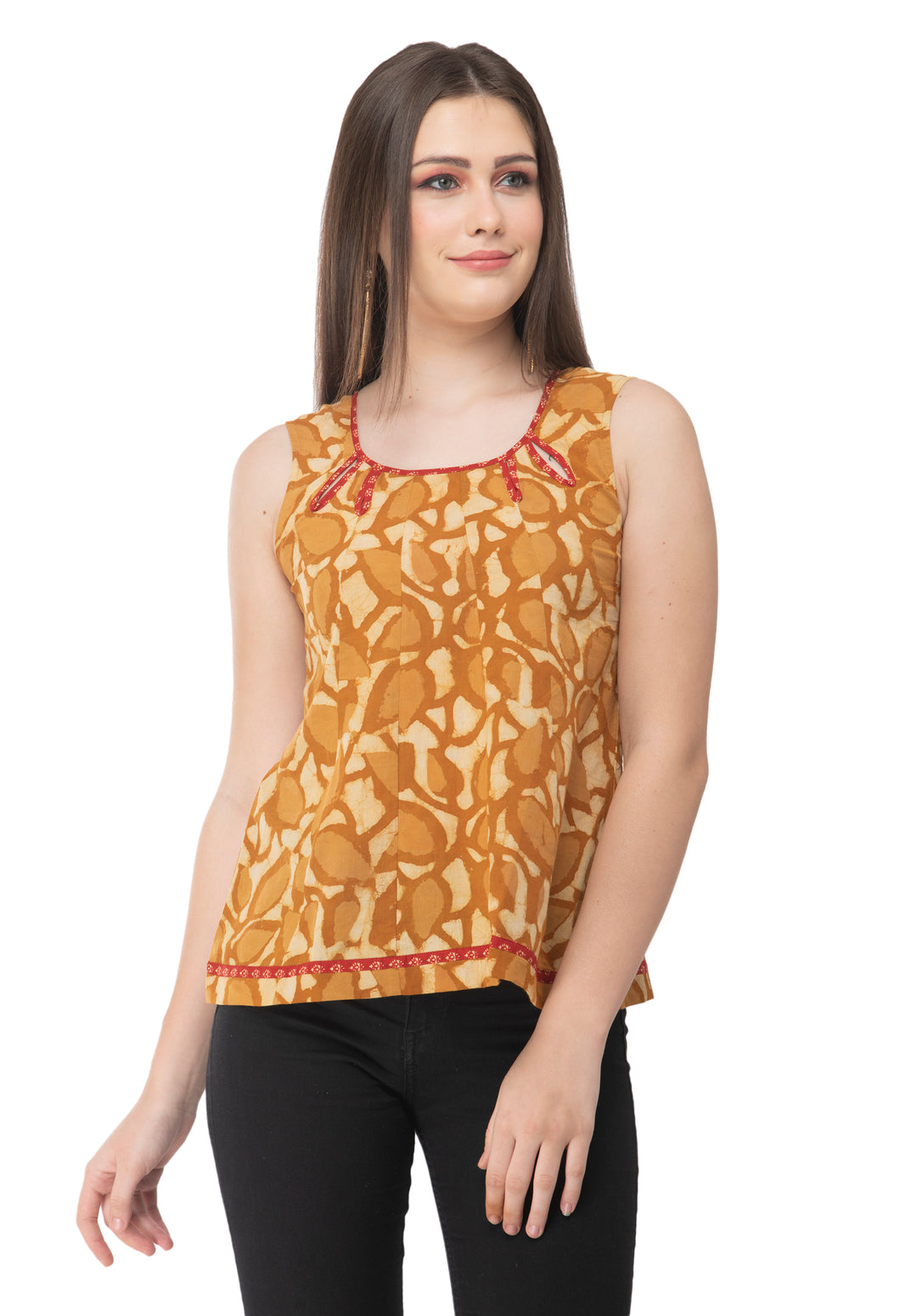 RUH_Mustard block print short top