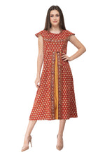 Load image into Gallery viewer, RUH_Rust Jahota Block Printed Dress