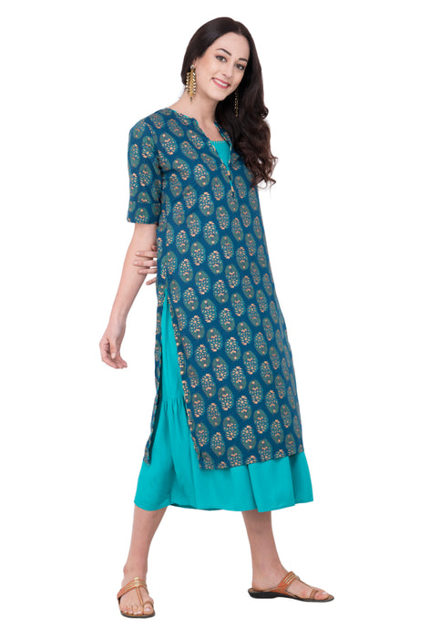 RUH_Green Double Layer Dress