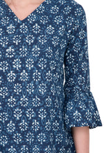 Load image into Gallery viewer, RUH_bell sleeves indigo long kurta