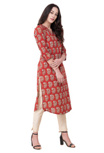 RUH_Rust Cotton Hand Block Printed Kurta