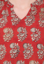 Load image into Gallery viewer, RUH_Rust Cotton Hand Block Printed Kurta