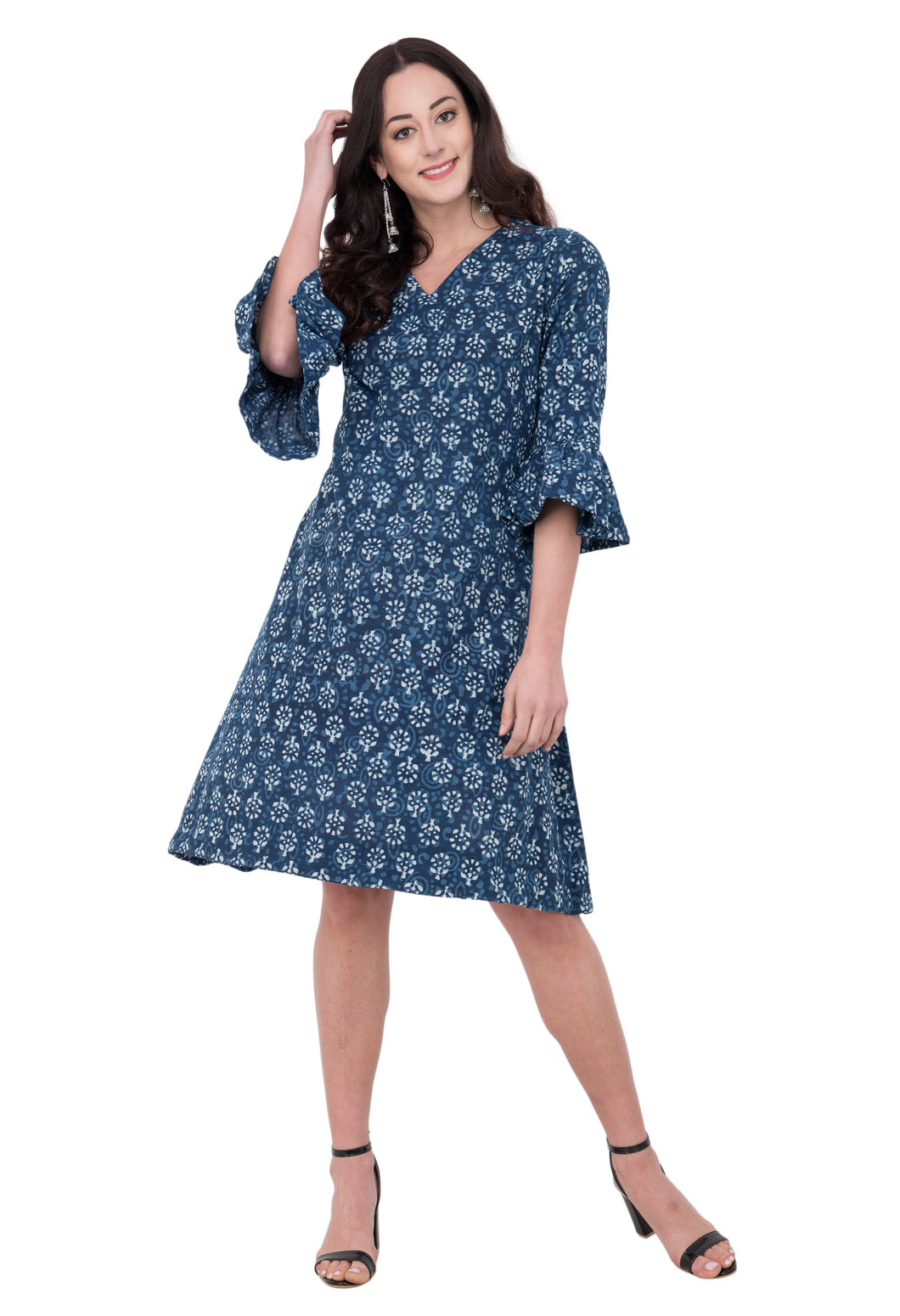 RUH_Indigo Bell Sleeves Dress