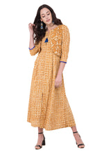 Load image into Gallery viewer, RUH_Mustard Block Printed Cotton Dress