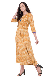 RUH_Mustard Block Printed Cotton Dress