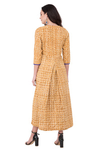 RUH_Mustard Block Printed Cotton Dress
