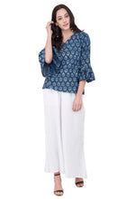 Load image into Gallery viewer, RUH_Indigo Bell Sleeves Short Top