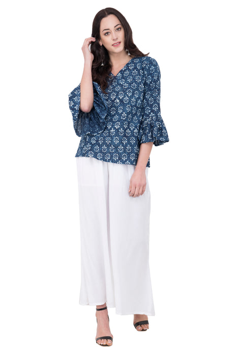 RUH_Indigo Bell Sleeves Short Top