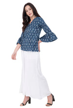 Load image into Gallery viewer, RUH_Indigo Bell Sleeves Short Top