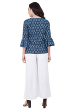 Load image into Gallery viewer, RUH_Indigo Bell Sleeves Short Top