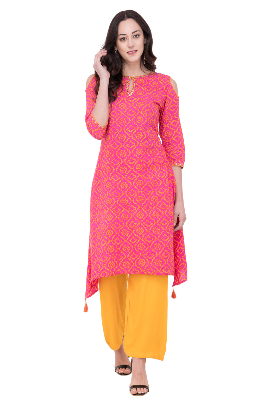 RUH_Bandhej Cold Shoulder Kurta