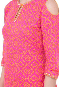 RUH_Bandhej Cold Shoulder Kurta