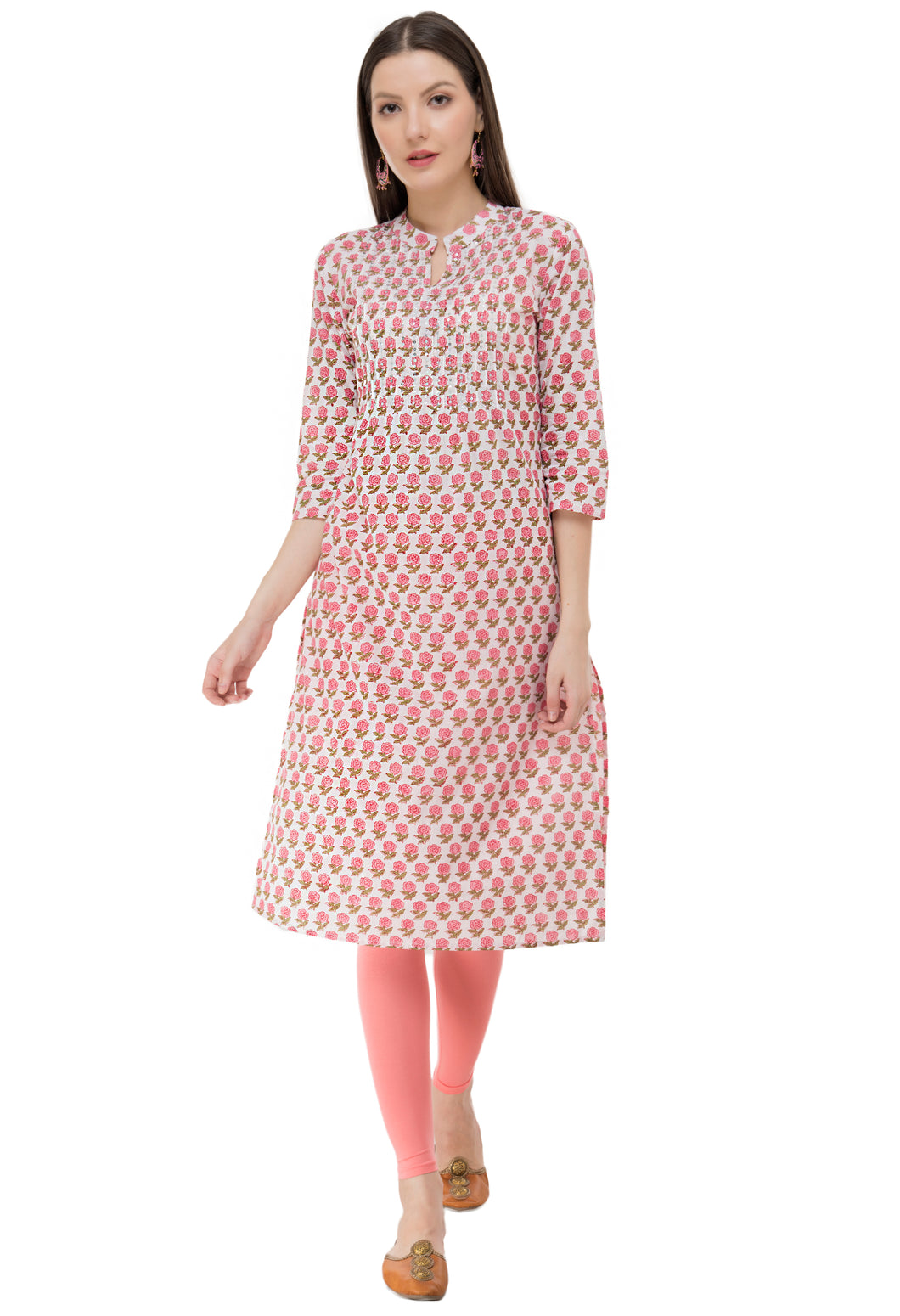 Ruh_ Pink Sequence white cotton kurta