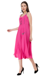 RUH_Pink Rayon Cotton dress