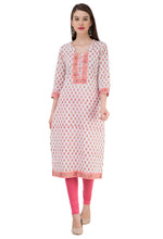 Load image into Gallery viewer, RUH_white pink booti cotton Kurta