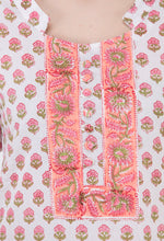 Load image into Gallery viewer, RUH_white pink booti cotton Kurta