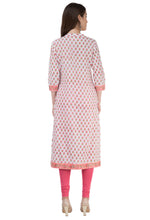 Load image into Gallery viewer, RUH_white pink booti cotton Kurta