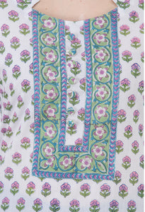RUH_White Blue Booti Cotton Kurta