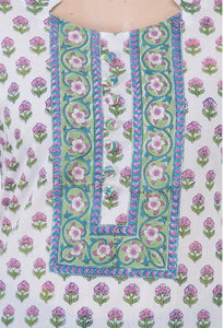 RUH_White Blue Booti Cotton Kurta