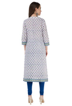 Load image into Gallery viewer, RUH_White Blue Booti Cotton Kurta