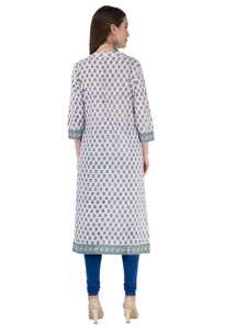 RUH_White Blue Booti Cotton Kurta