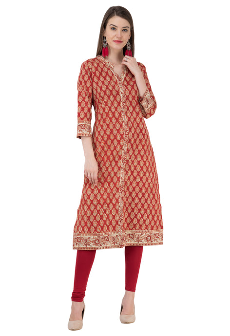 Red Cotton Jahota Kurta