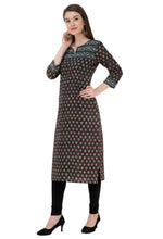 Load image into Gallery viewer, Brown with Green Booti Border  Cotton Jahota Kurta