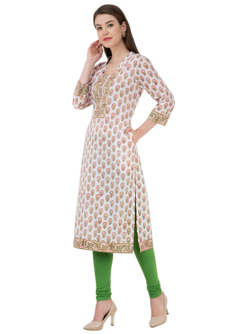 RUH_White Brown Booti cotton Kurta