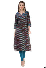 Load image into Gallery viewer, Brown with blue booti border Jahota Kurta