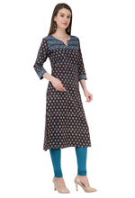 Load image into Gallery viewer, Brown with blue booti border Jahota Kurta
