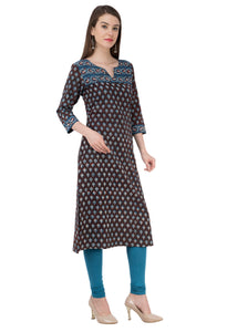 Brown with blue booti border Jahota Kurta