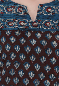 Brown with blue booti border Jahota Kurta