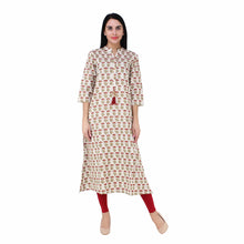 Load image into Gallery viewer, Maroon Block Print white cotton Kurta