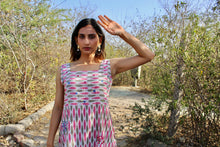 Load image into Gallery viewer, Pure Ikat Mirror work Cotton Strap Dress