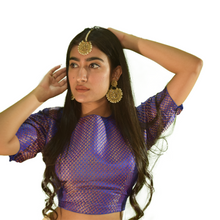 Load image into Gallery viewer, Blue Dhoop Chaon  Silk Blouse