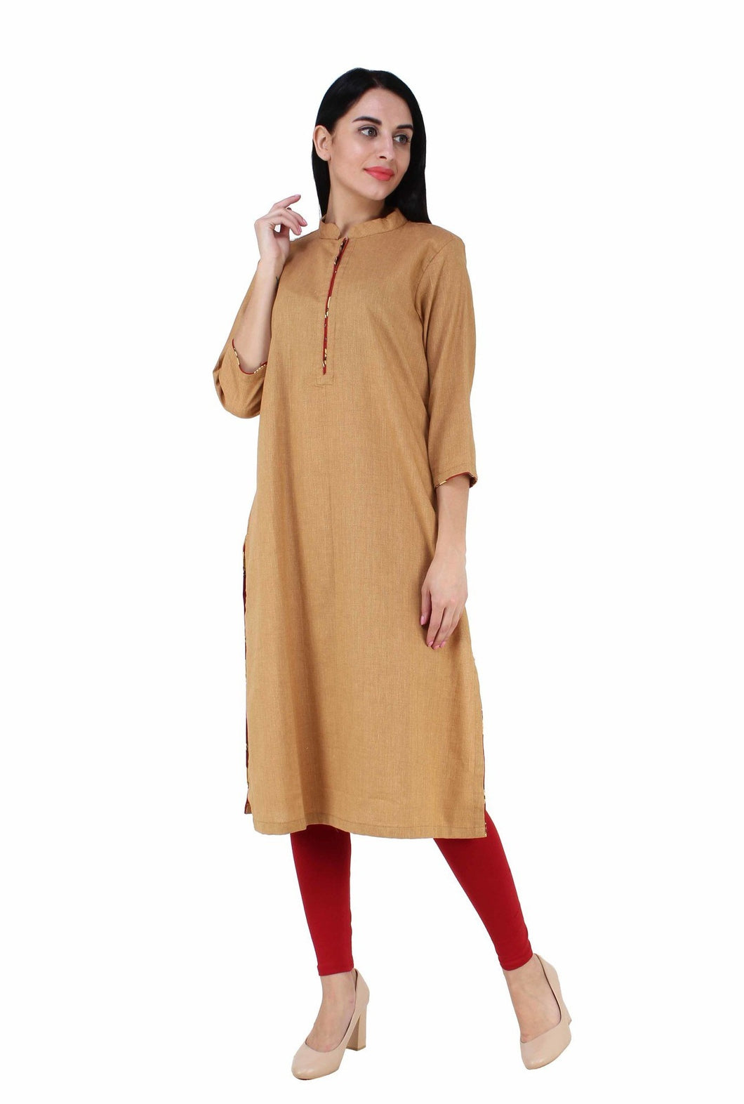 Beige Khadi Cotton Kurta