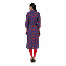Load image into Gallery viewer, Red Fish Blue Cotton Kurta